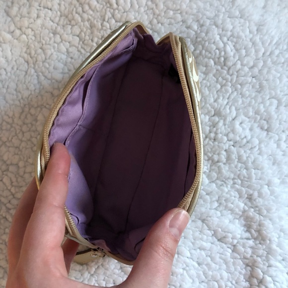 Gently used gold Coach cosmetic bag - Picture 3 of 7